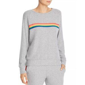 LNA Heather Grey Rainbow Stripe Brushed Jersey Sweatshirt, Size XS